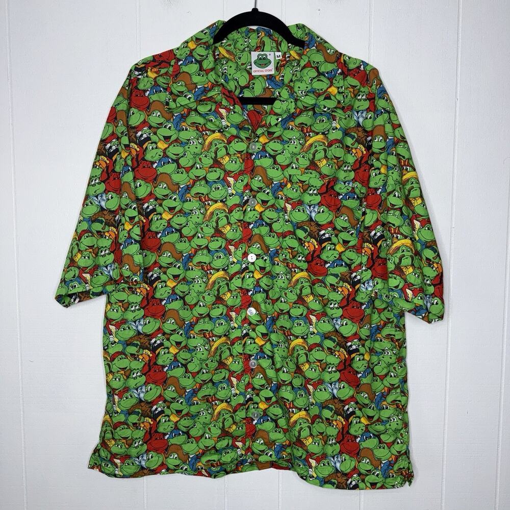 Senor Frogs Vintage Men’s All Over Print Shirt Green Size Medium